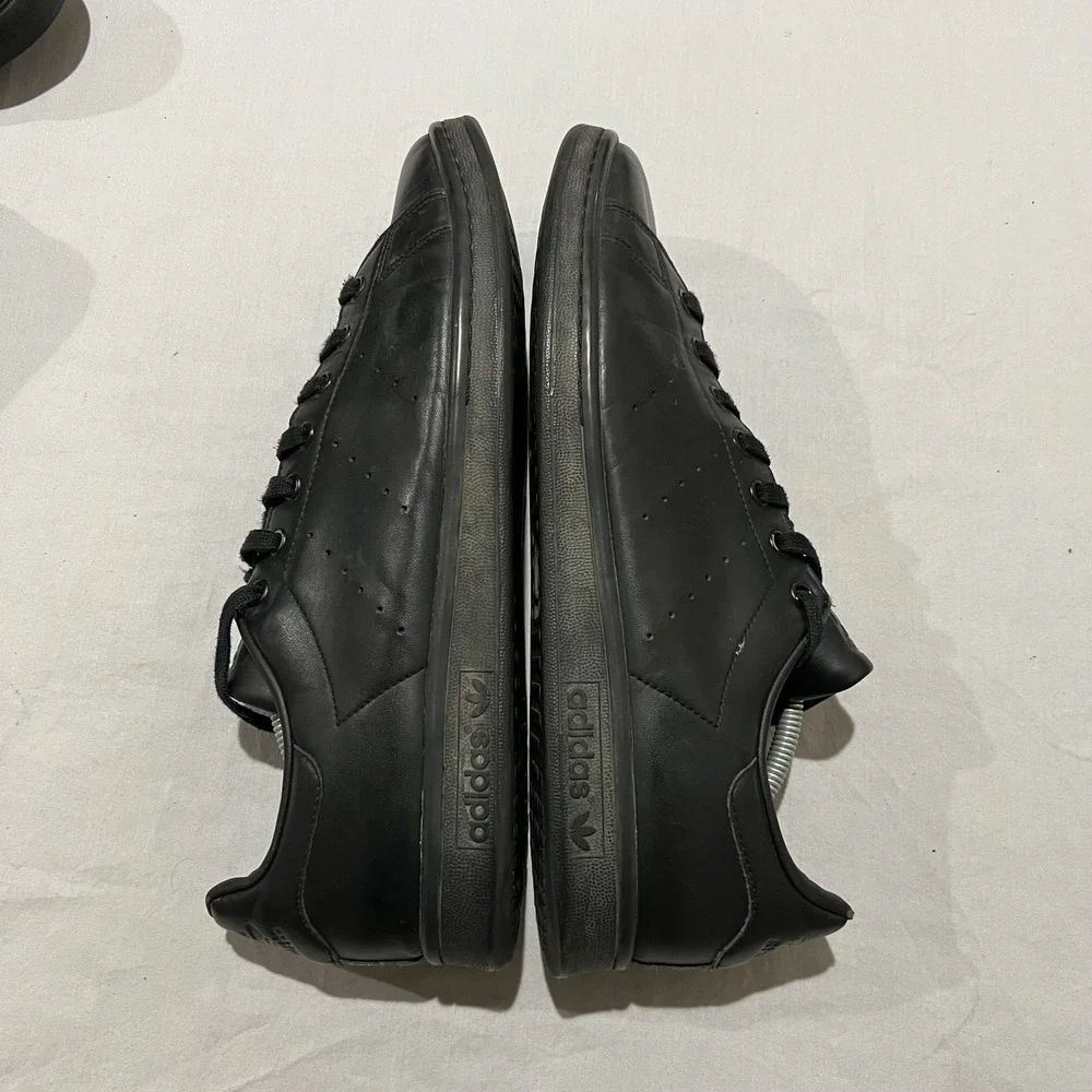 Adidas Stan Smith Mens Triple Black Lace Up Prime Comfort Low Sneaker Shoes 13